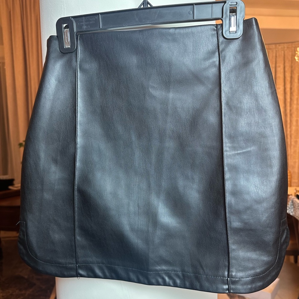 ZARA Faux Leather Mini Skirt | Black | A-Line | Size S - Picture 3 of 9